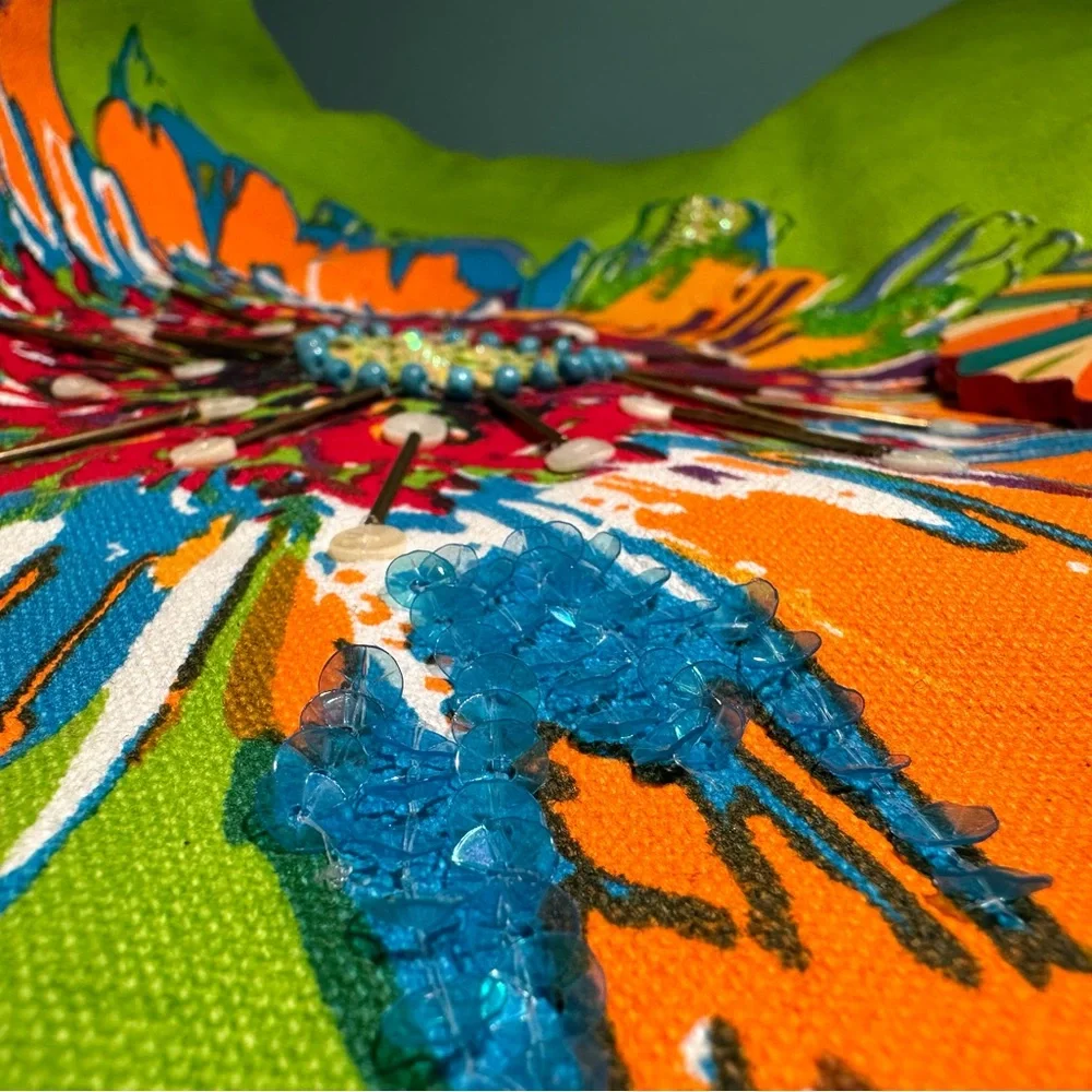 Artsy Floral Designer Colorful Resort Tote Fun-Loving Beach Trip Cruise-Like New - Picture 9 of 12